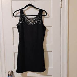 Moon Collection Black Mini Dress with Silver Accents
